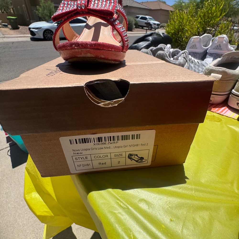 Red Rhinestone kids Heels - Picture 2 of 2